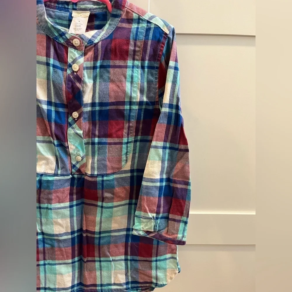 J. Crew crewcuts plaid flannel tunic shirt size 8
